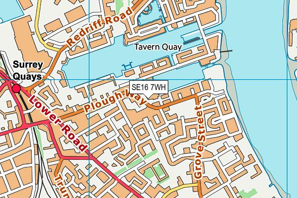 SE16 7WH map - OS VectorMap District (Ordnance Survey)