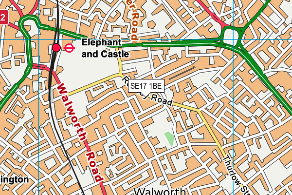 SE17 1BE map - OS VectorMap District (Ordnance Survey)