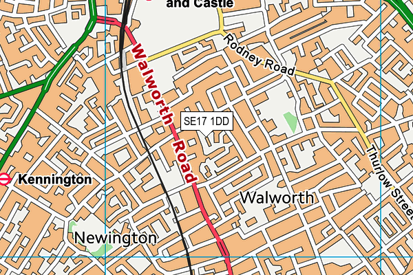 SE17 1DD map - OS VectorMap District (Ordnance Survey)