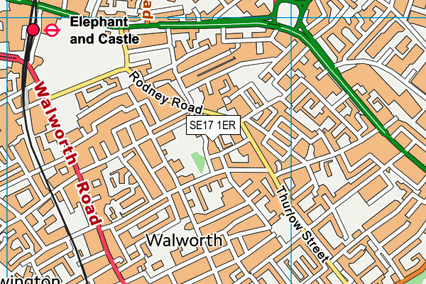SE17 1ER map - OS VectorMap District (Ordnance Survey)
