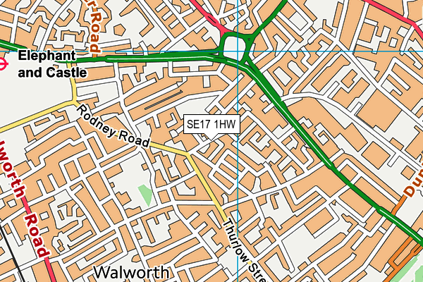 SE17 1HW map - OS VectorMap District (Ordnance Survey)