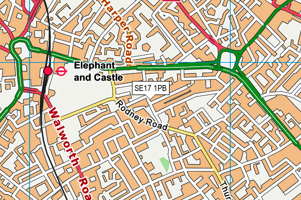 SE17 1PB map - OS VectorMap District (Ordnance Survey)