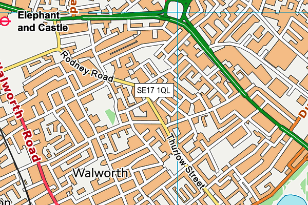 SE17 1QL map - OS VectorMap District (Ordnance Survey)