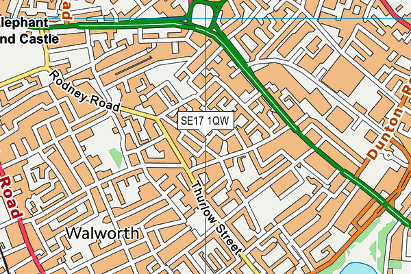 SE17 1QW map - OS VectorMap District (Ordnance Survey)