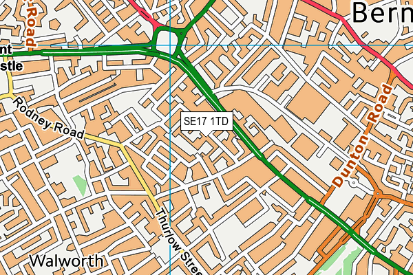 SE17 1TD map - OS VectorMap District (Ordnance Survey)