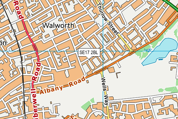 SE17 2BL map - OS VectorMap District (Ordnance Survey)