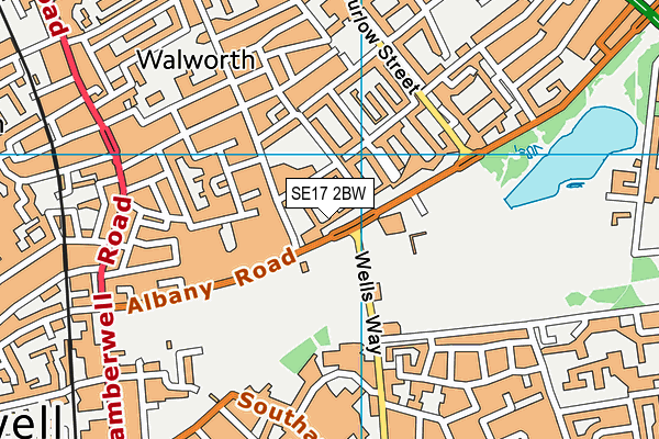 SE17 2BW map - OS VectorMap District (Ordnance Survey)