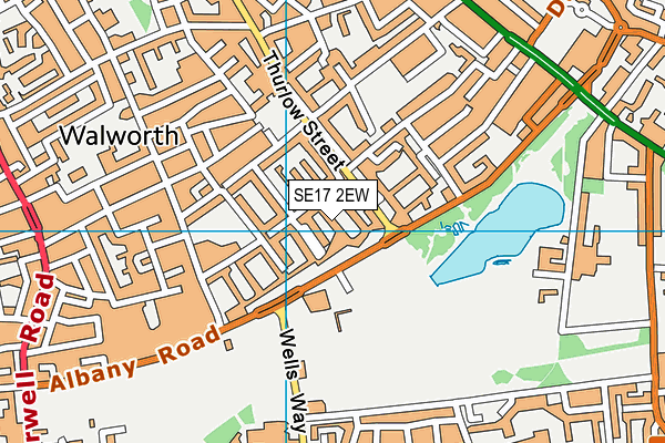 SE17 2EW map - OS VectorMap District (Ordnance Survey)