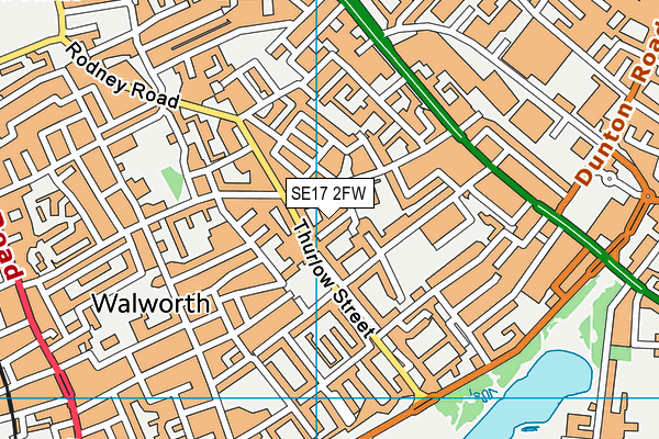 SE17 2FW map - OS VectorMap District (Ordnance Survey)