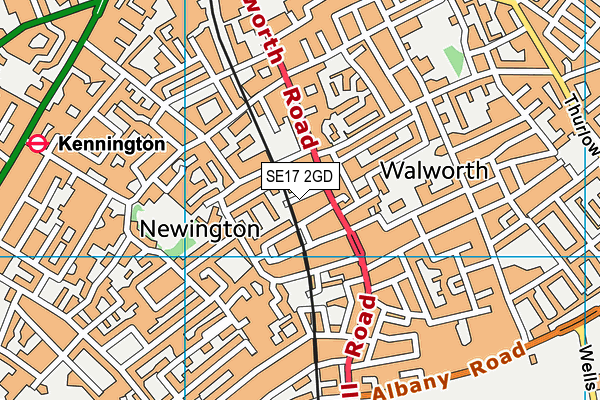 SE17 2GD map - OS VectorMap District (Ordnance Survey)