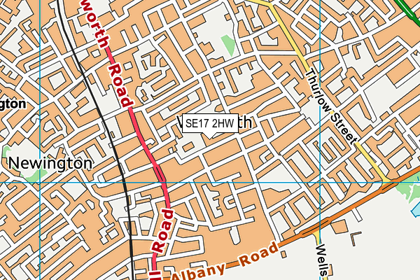 SE17 2HW map - OS VectorMap District (Ordnance Survey)