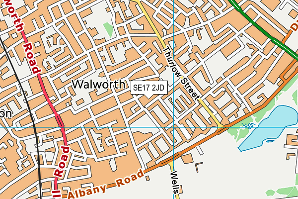 SE17 2JD map - OS VectorMap District (Ordnance Survey)