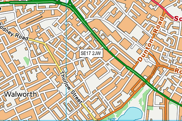 SE17 2JW map - OS VectorMap District (Ordnance Survey)