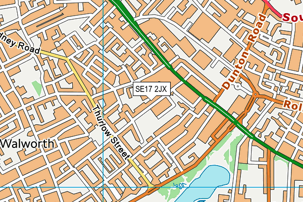 SE17 2JX map - OS VectorMap District (Ordnance Survey)