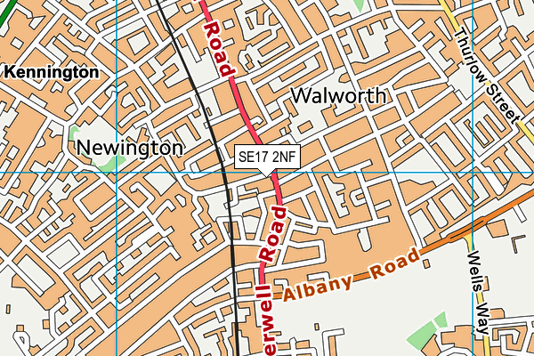 SE17 2NF map - OS VectorMap District (Ordnance Survey)