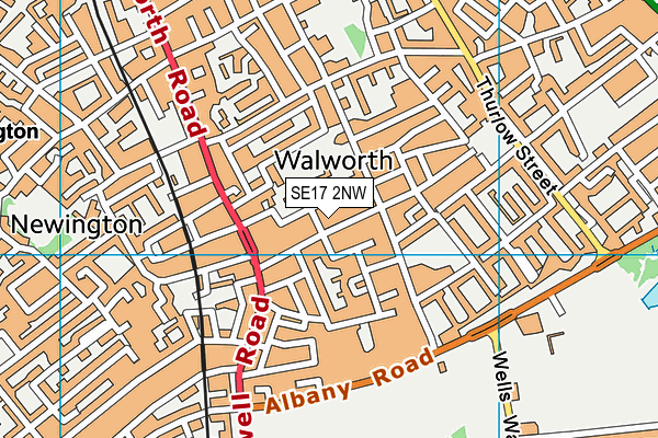 SE17 2NW map - OS VectorMap District (Ordnance Survey)