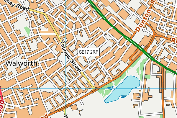 SE17 2RF map - OS VectorMap District (Ordnance Survey)