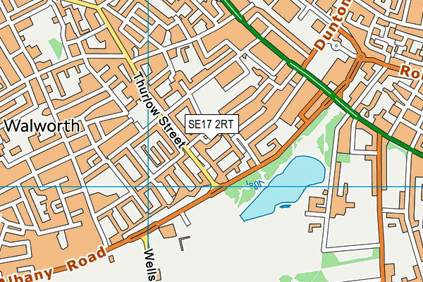 SE17 2RT map - OS VectorMap District (Ordnance Survey)