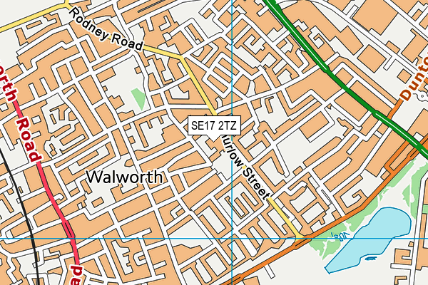 SE17 2TZ map - OS VectorMap District (Ordnance Survey)