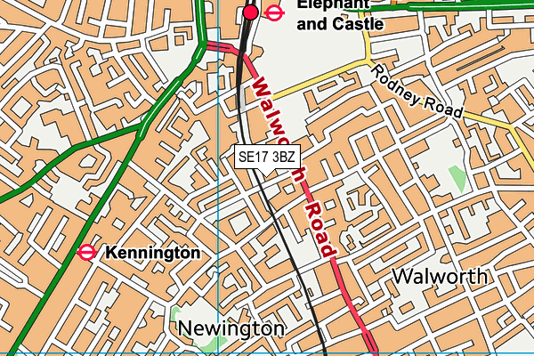 SE17 3BZ map - OS VectorMap District (Ordnance Survey)