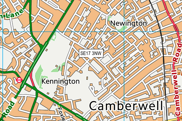 SE17 3NW map - OS VectorMap District (Ordnance Survey)