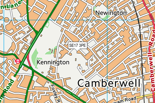 SE17 3PE map - OS VectorMap District (Ordnance Survey)