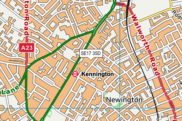 SE17 3SD map - OS VectorMap District (Ordnance Survey)