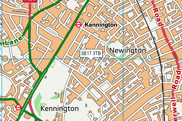 SE17 3TB map - OS VectorMap District (Ordnance Survey)