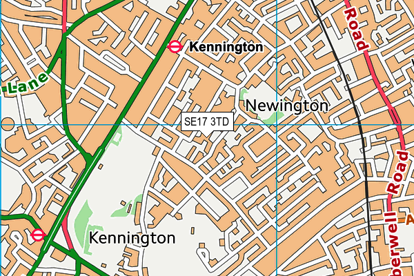 SE17 3TD map - OS VectorMap District (Ordnance Survey)