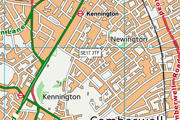 SE17 3TF map - OS VectorMap District (Ordnance Survey)