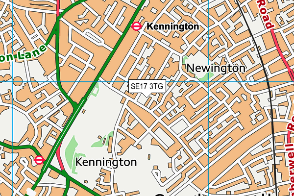 SE17 3TG map - OS VectorMap District (Ordnance Survey)