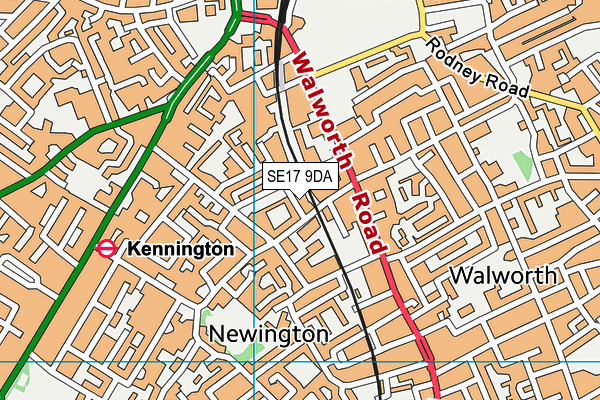 SE17 9DA map - OS VectorMap District (Ordnance Survey)