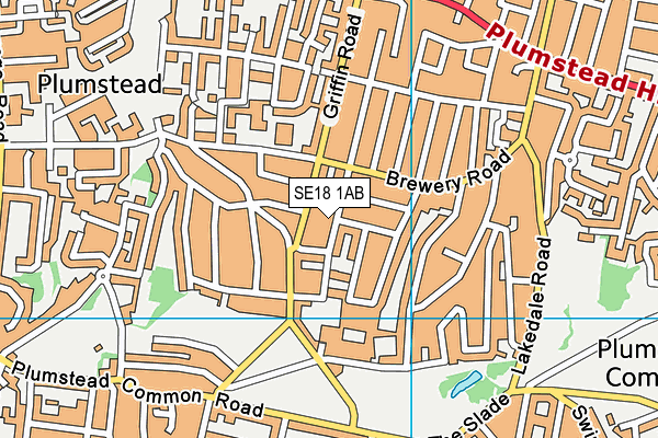 SE18 1AB map - OS VectorMap District (Ordnance Survey)