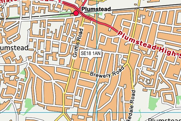 SE18 1AN map - OS VectorMap District (Ordnance Survey)