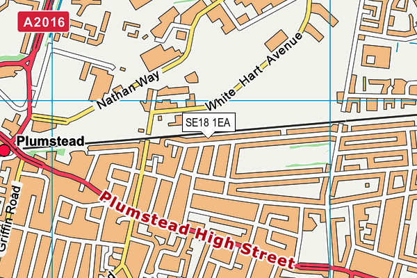SE18 1EA map - OS VectorMap District (Ordnance Survey)