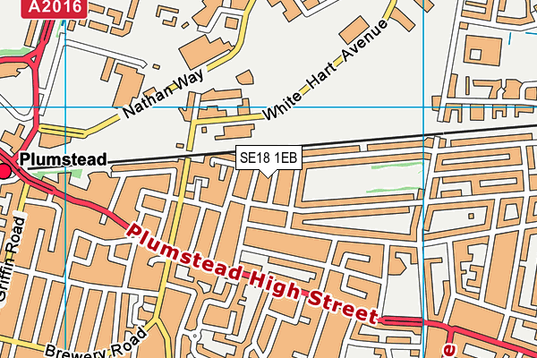 SE18 1EB map - OS VectorMap District (Ordnance Survey)