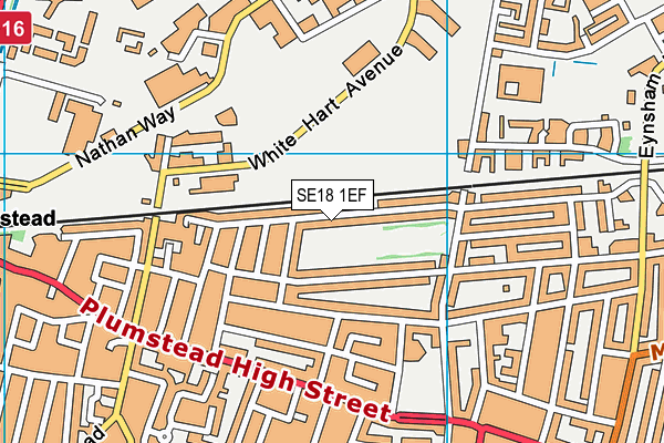 SE18 1EF map - OS VectorMap District (Ordnance Survey)