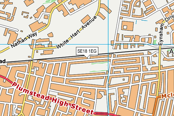 SE18 1EG map - OS VectorMap District (Ordnance Survey)