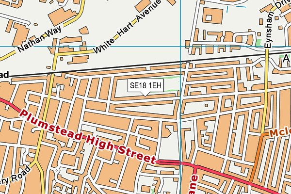 SE18 1EH map - OS VectorMap District (Ordnance Survey)