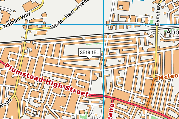 SE18 1EL map - OS VectorMap District (Ordnance Survey)