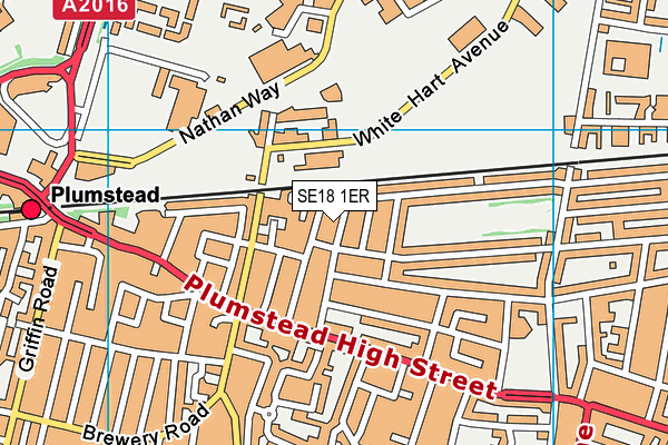 SE18 1ER map - OS VectorMap District (Ordnance Survey)