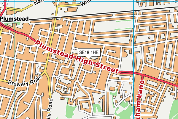 SE18 1HE map - OS VectorMap District (Ordnance Survey)
