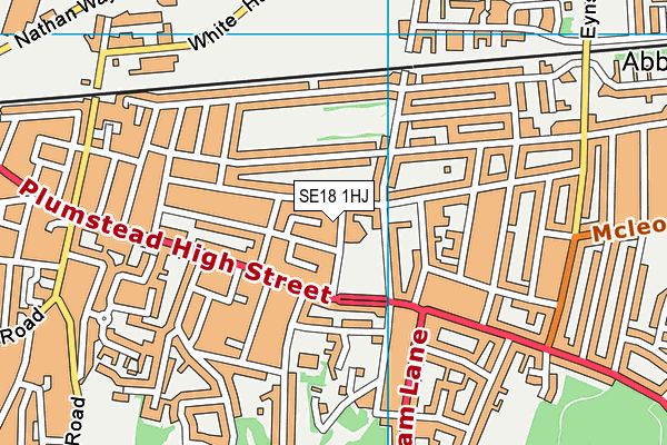 SE18 1HJ map - OS VectorMap District (Ordnance Survey)