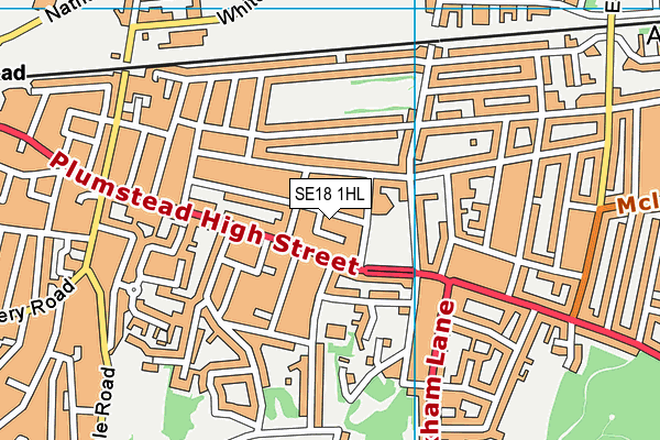 SE18 1HL map - OS VectorMap District (Ordnance Survey)