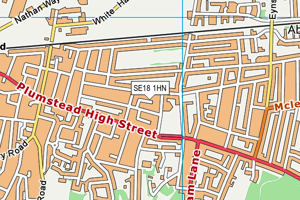 SE18 1HN map - OS VectorMap District (Ordnance Survey)