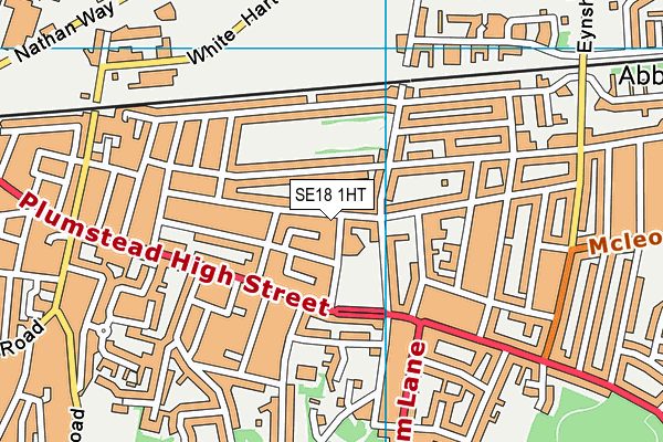 SE18 1HT map - OS VectorMap District (Ordnance Survey)