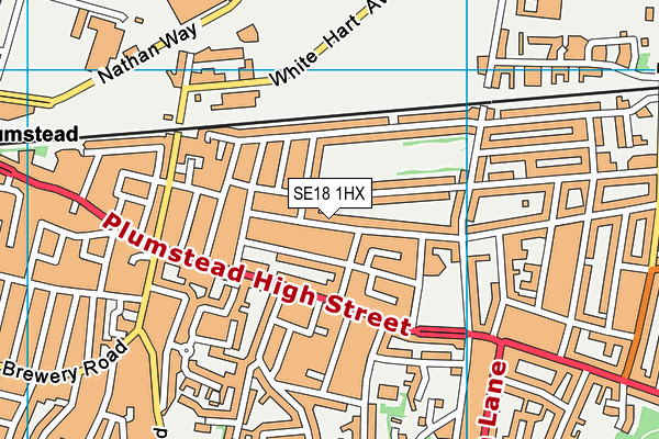 SE18 1HX map - OS VectorMap District (Ordnance Survey)