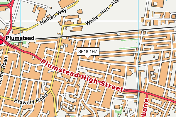 SE18 1HZ map - OS VectorMap District (Ordnance Survey)