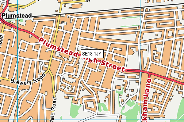 SE18 1JY map - OS VectorMap District (Ordnance Survey)