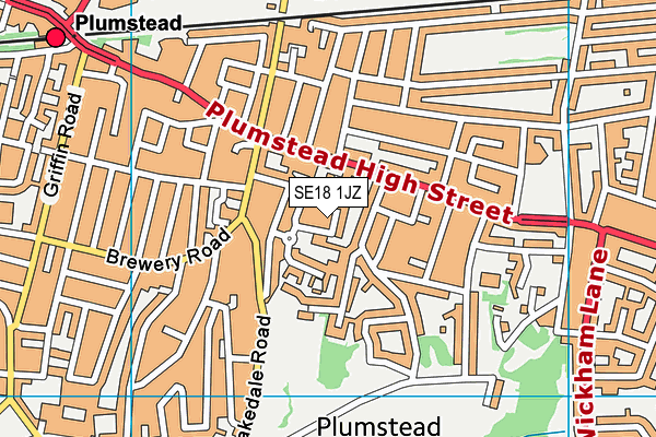 SE18 1JZ map - OS VectorMap District (Ordnance Survey)